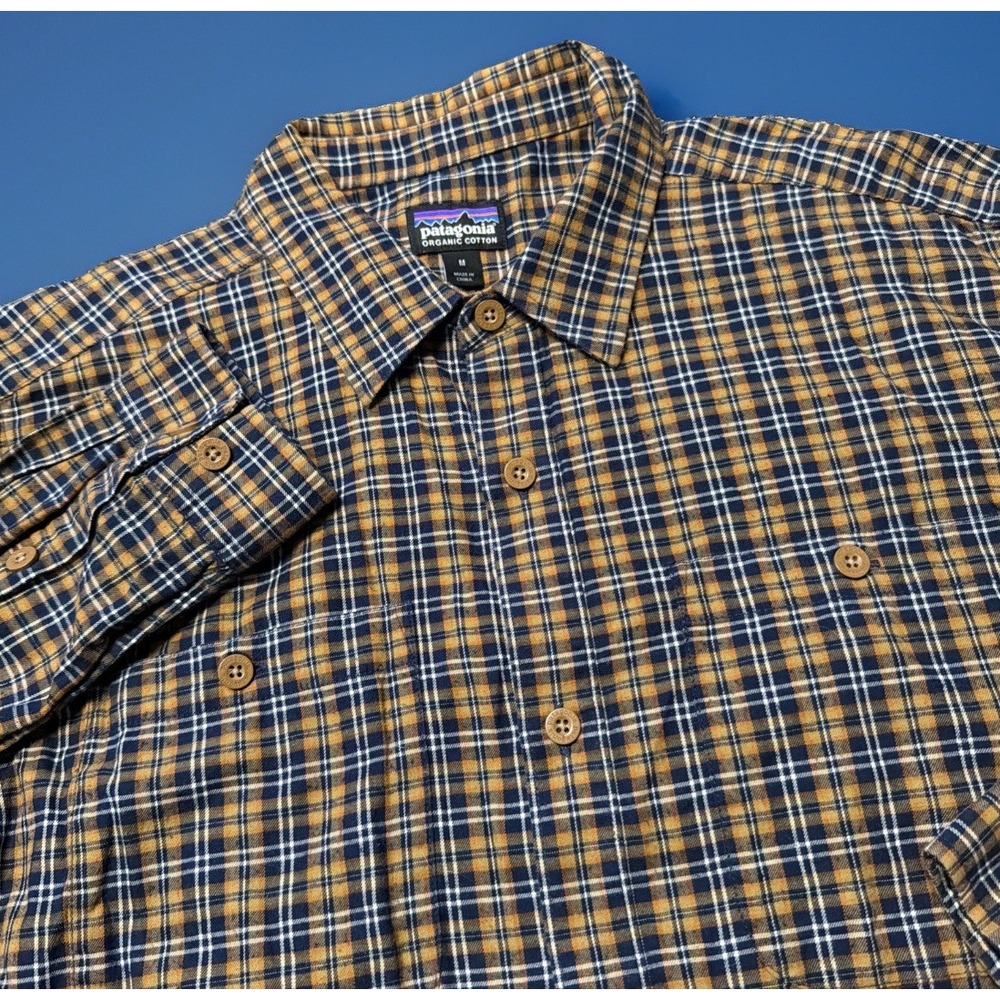 Patagonia Men's 100% Organic‎ Cotton Plaid Long Sleeve Shirt Size Medium